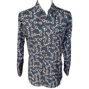 Vintage Hardy Amies Men's 1970's Nylon Black Button Up Shirt